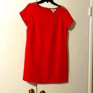 Red shirt dress with shirt sleeves